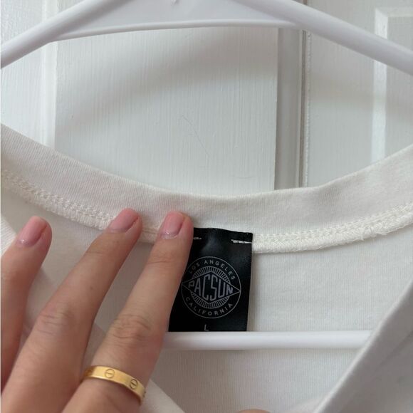 PacSun White Pink Crop Tee - Picture 3 of 4